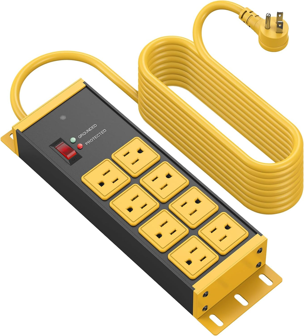 CCCEI Cable de extensión largo de calibre 12 con múltiples tomas, amarillo