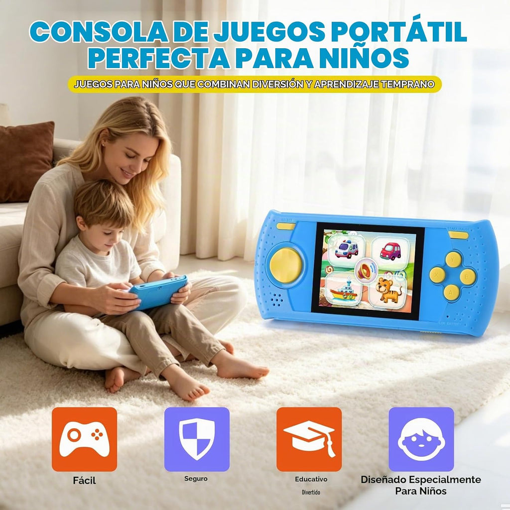 Juego de mano para niños, reproductor de videojuegos portátil con 230 juegos clásicos, mini arcade de viaje recargable, pantalla HD de 3.0 pulgadas, juguetes electrónicos para niños y niñas, ideal