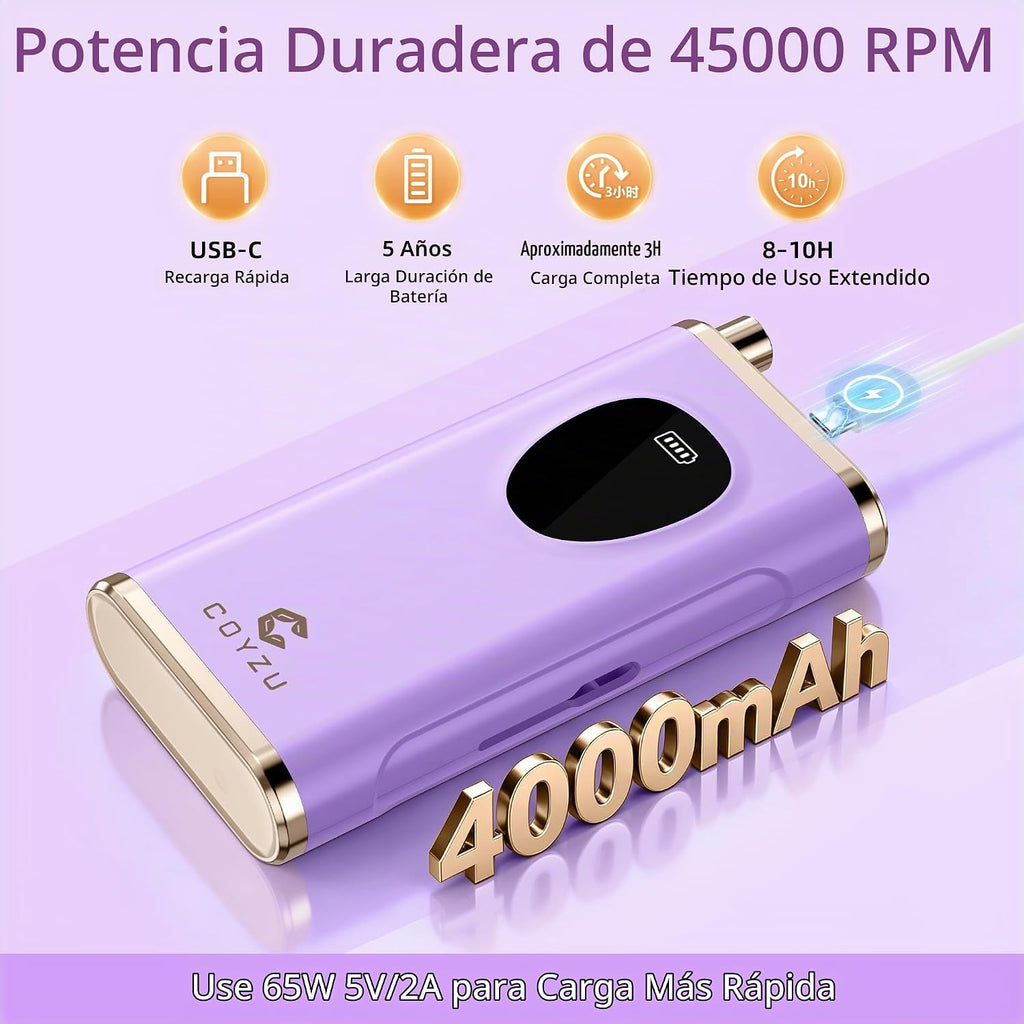 Lima de uñas recargable profesional para principiantes
