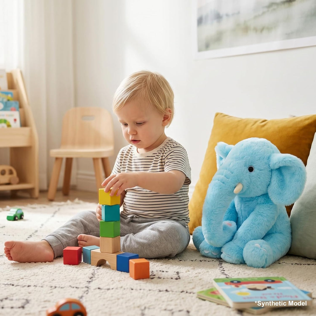 WEIGEDU Elefante de peluche azul de 13" - Juguete de felpa para...