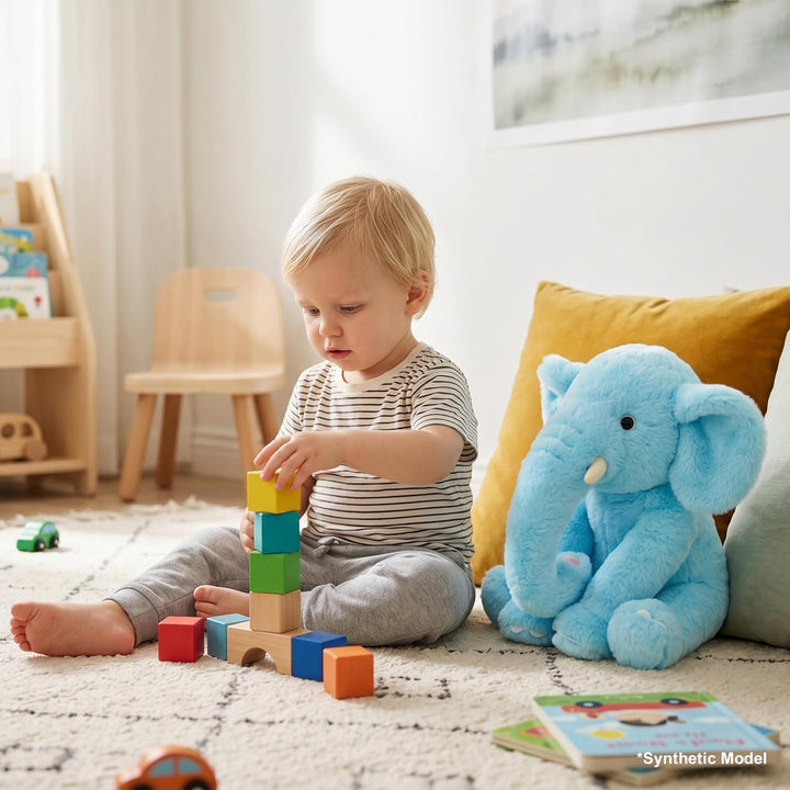 WEIGEDU Elefante de peluche azul de 13" - Juguete de felpa para...