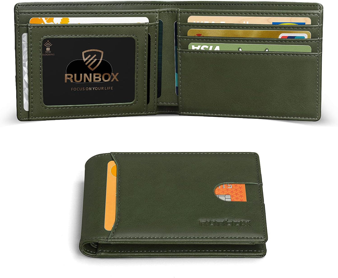 RUNBOX Cartera delgada para hombre, 11 ranuras para tarjetas de cré...