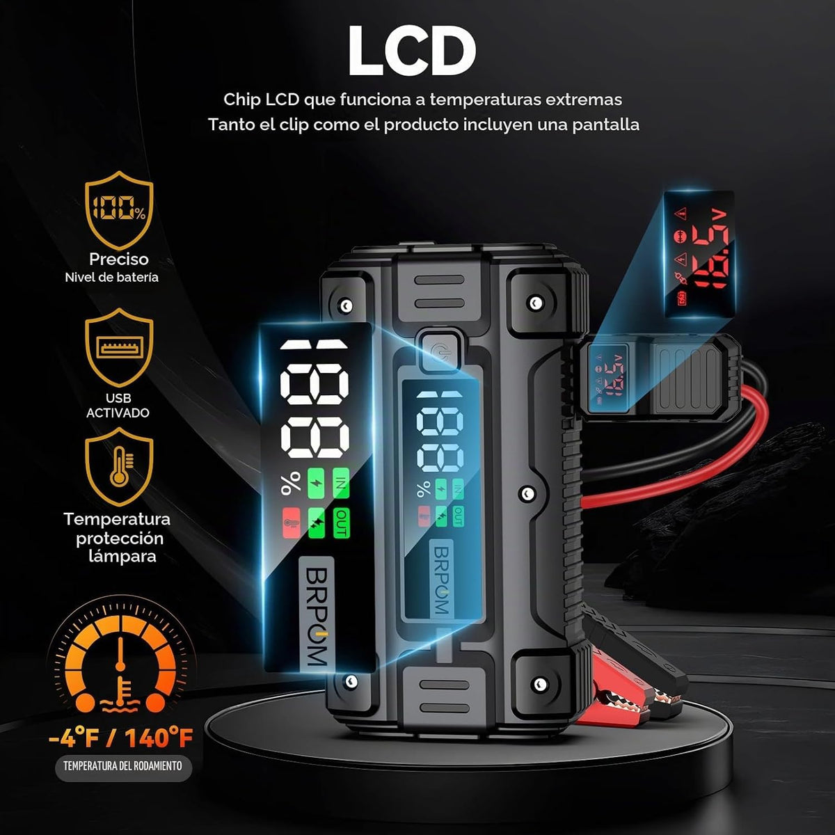 Arrancador de coche, pico de 8000 A (hasta todo el motor de gasolina o diésel de 10.0 L, 50 veces) 12 V cargador de batería de refuerzo automático caja de salto con cargador rápido cables de salto