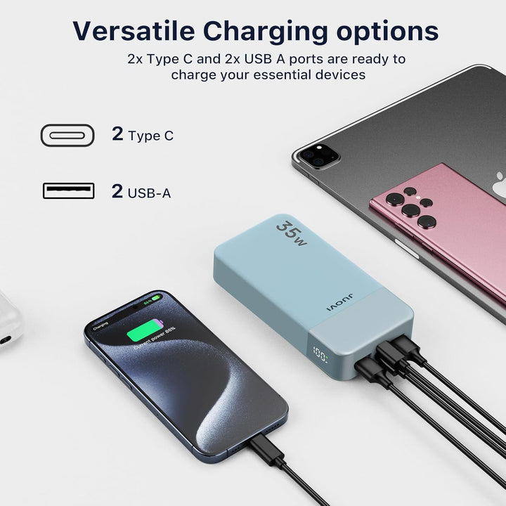 JUOVI Cargador portátil J2651, 35 W 20000 mAh USB C entrada y salid...
