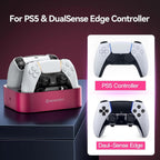 NEWDERY Estación de carga para controlador PS5, base de carga dual para PlayStation 5 DualSense/Edge Controller, soporte de carga rápida con cable tipo C, regalo para mujeres y niñas, día de la madre