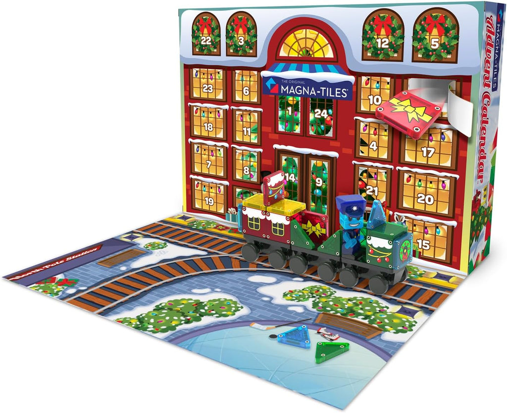 MAGNA-TILES microMAGS Calendario de Adviento Set de Construcción Magnética de 34 Piezas, Marca Original de Construcción Magnética