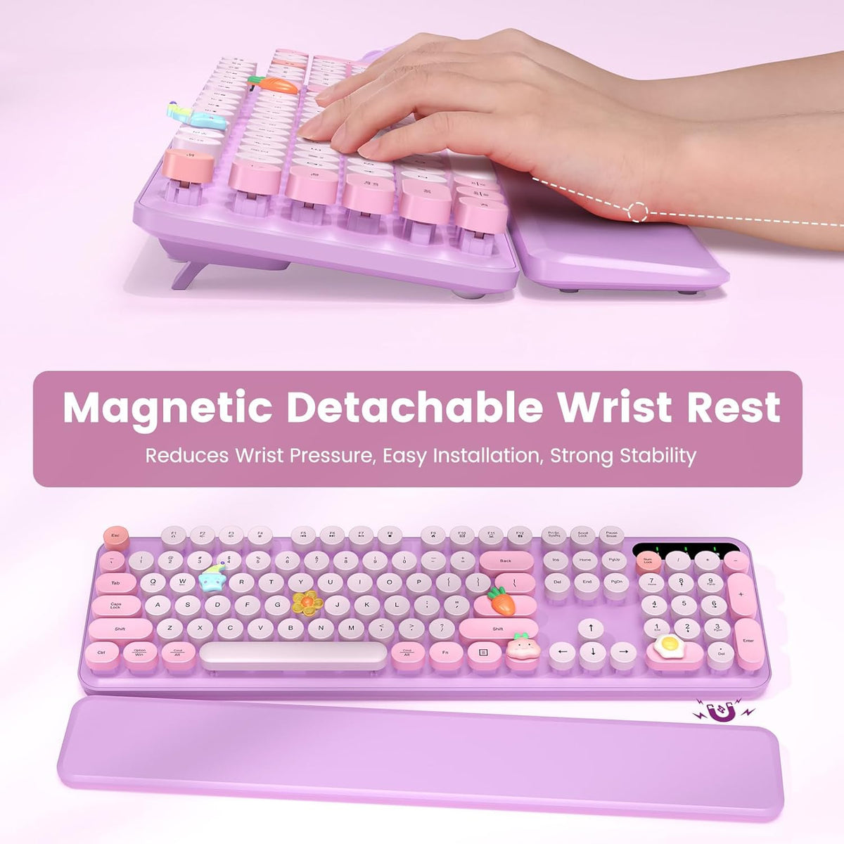 Combo de teclado y mouse inalámbricos con teclas redondas, teclado...