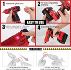Pistola de pegamento caliente inalámbrica de 100 W para batería Milwaukee M18, kit de pistola de pegamento de calor rápido antigoteo con 20 barras de pegamento de 0.433 × 5.906 in, batería excluida