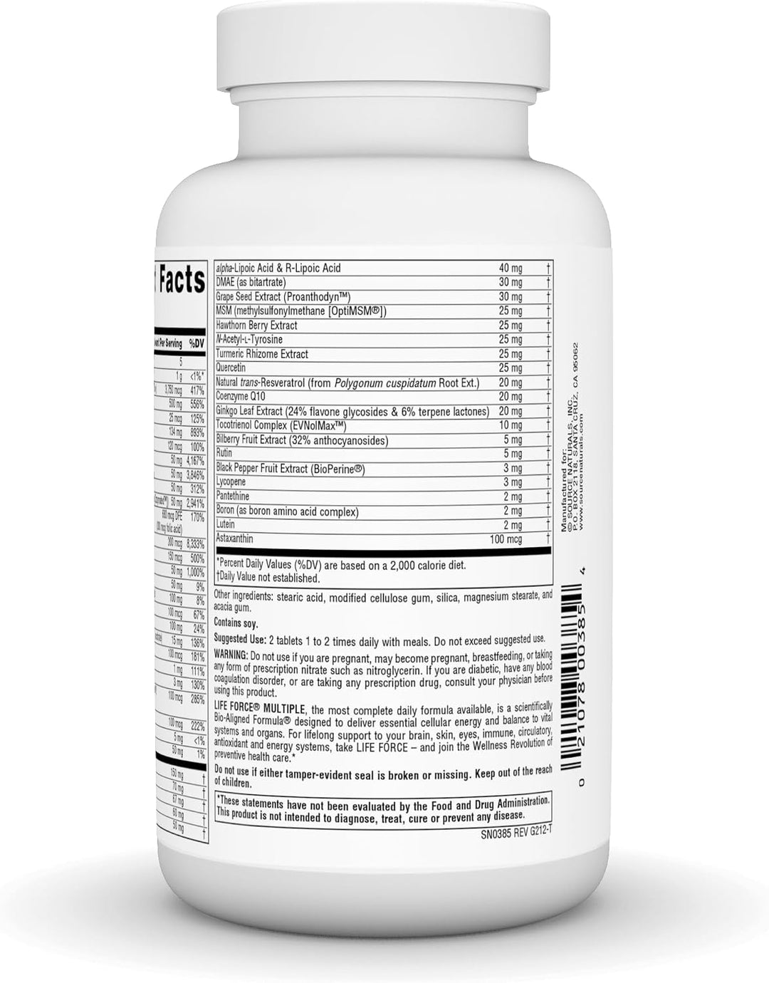 Source Naturals Life Force Múltiples Sin Hierro Activador de Energí...
