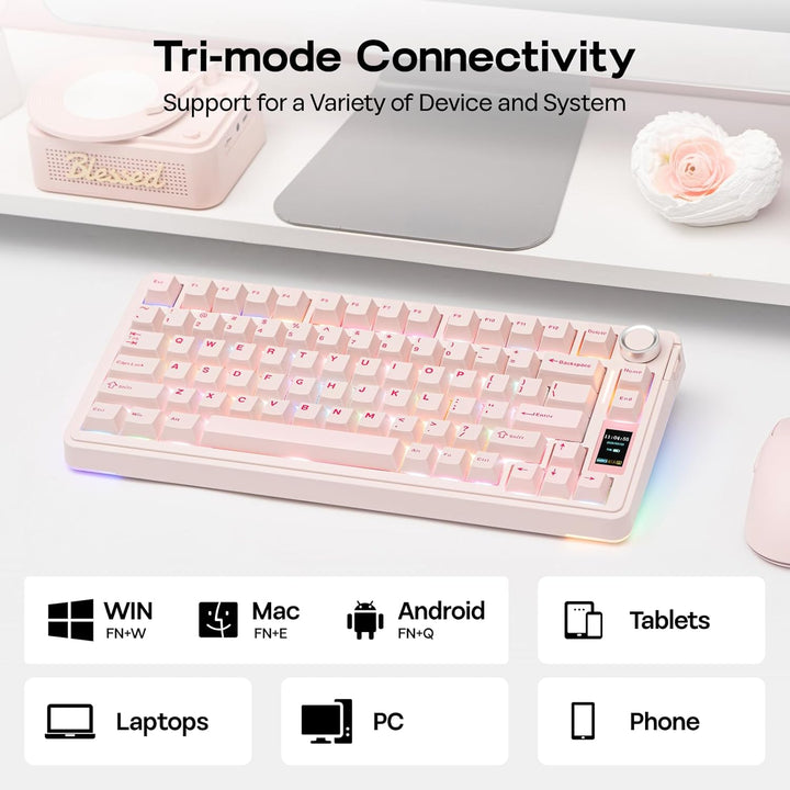 EPOMAKER X Aula EA75 MAX Teclado inalámbrico para juegos con pantal...