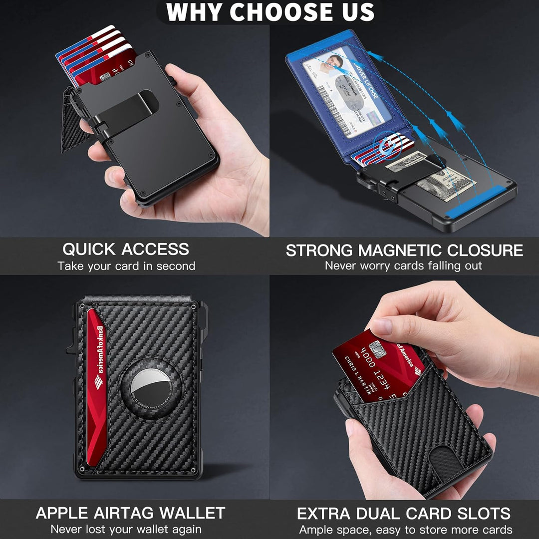 KIKVES Billetera para Airtag para hombre, tarjetero para AirTag con...