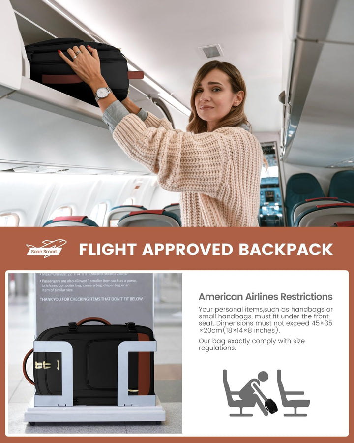 LOVEVOOK Mochila de viaje para mujeres y hombres, Negro, marrón, Mo...