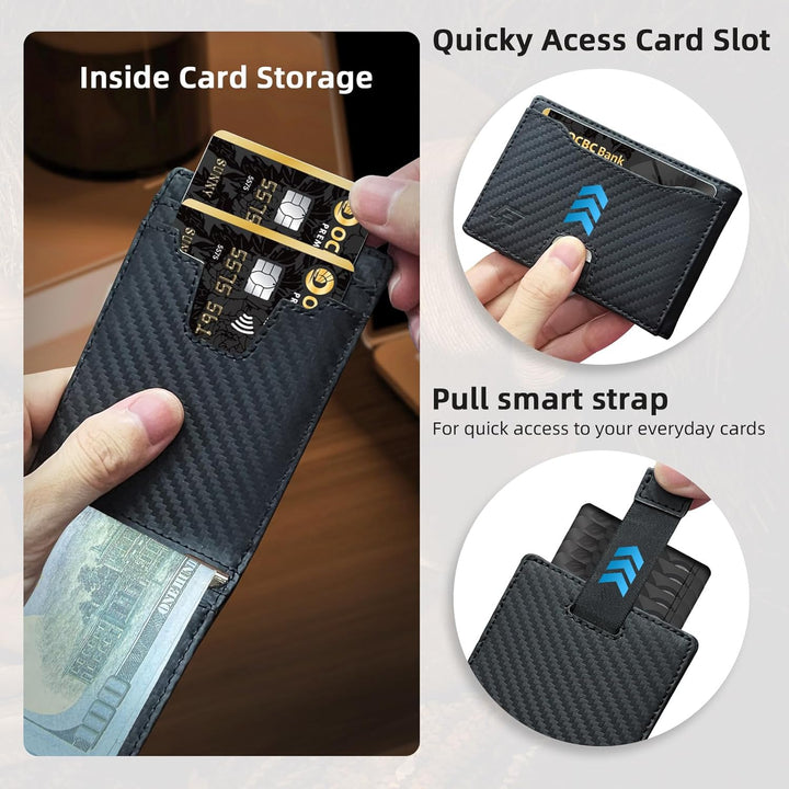 ECOZATU Cartera Minimalista Delgada para Hombres - Cartera con Clip...