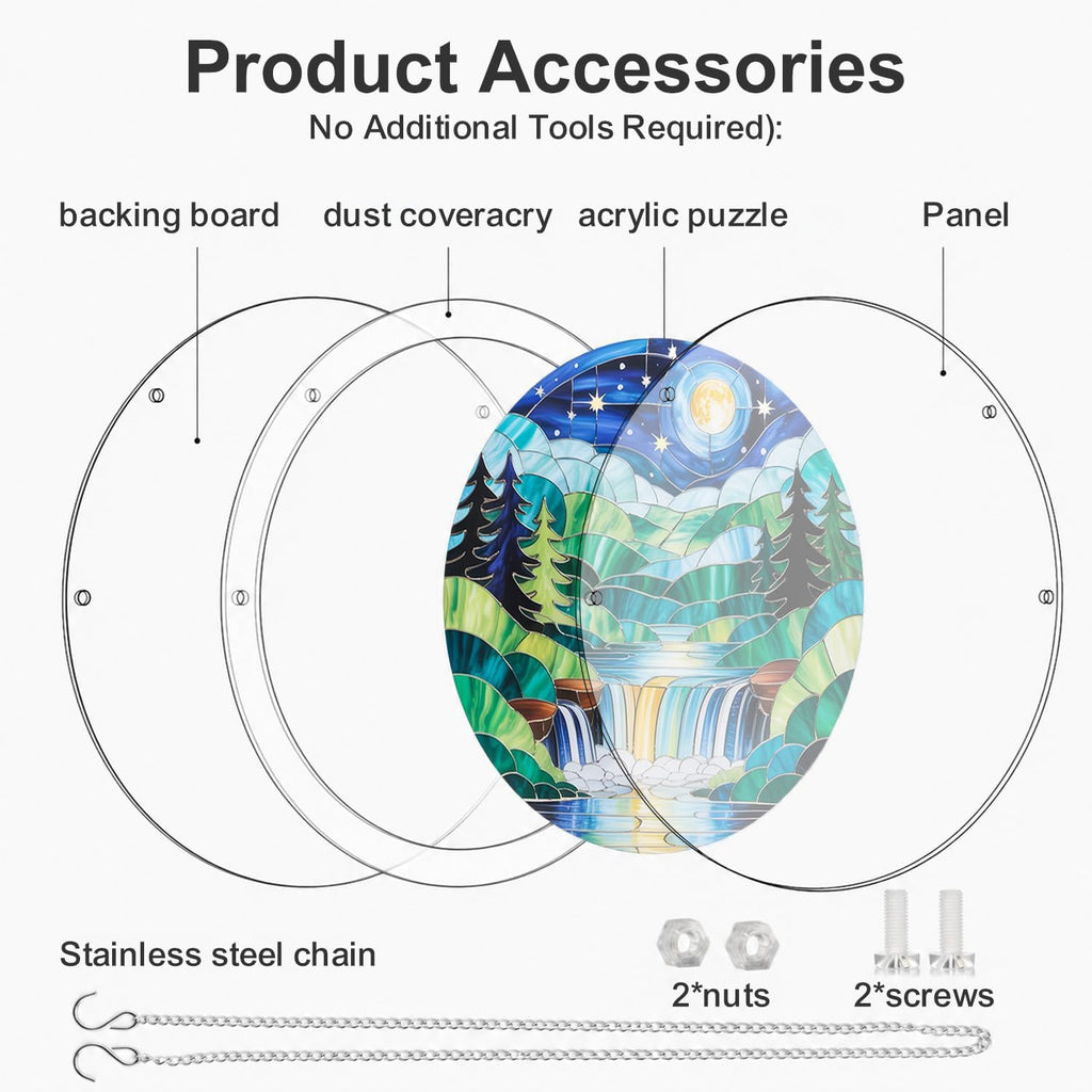 Rompecabezas de acrílico para adultos, cascada de vidrieras de acrílico, rompecabezas para colgar en la ventana, rompecabezas de bricolaje con piezas irregulares únicas, regalo de decoración