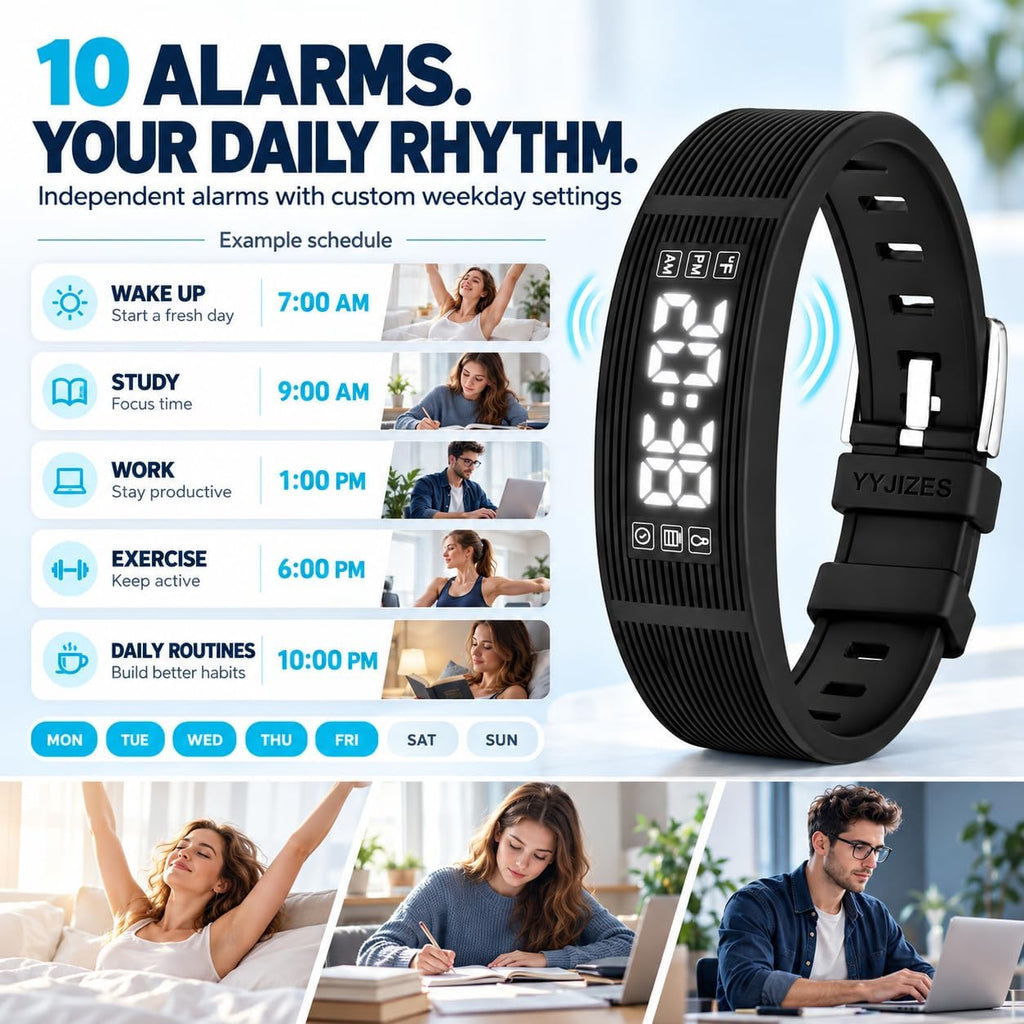 Nueva actualización para 2027 Reloj despertador para personas que duermen pesadas, pulsera vibratoria, pulsera de choque para adolescentes, reloj silencioso para niños, para despertador