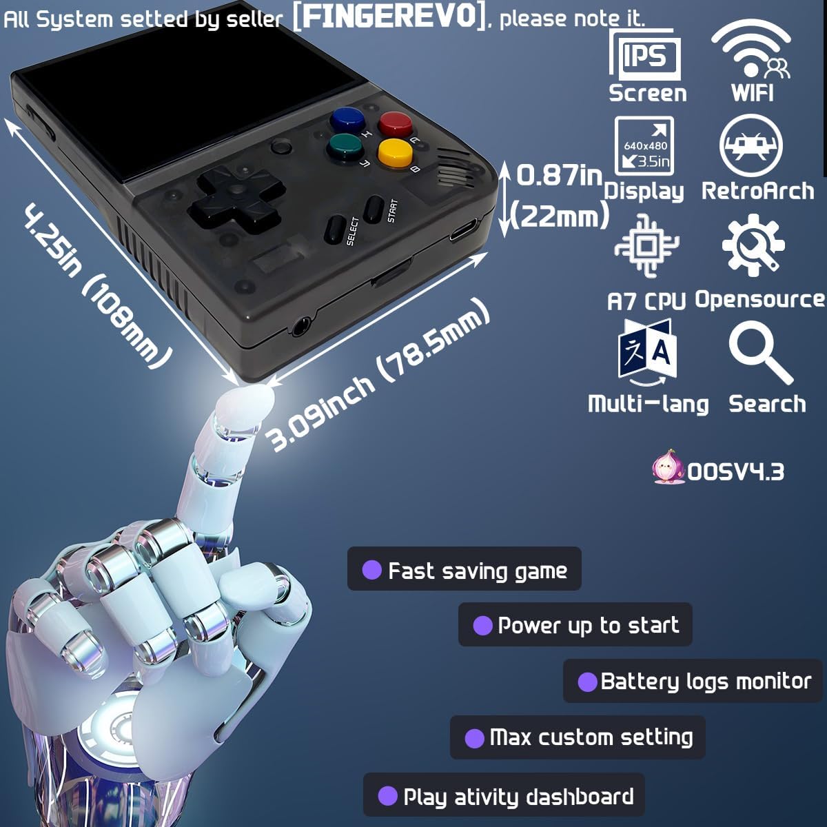Miyoo Mini Plus - Consola de juegos portátil con funda portátil, color