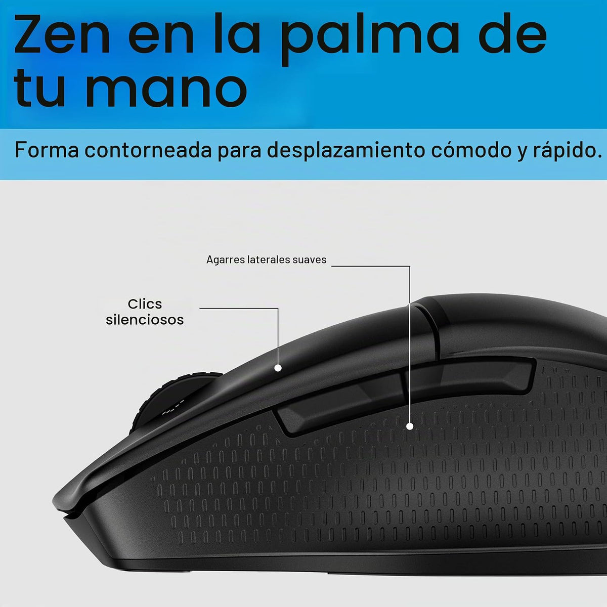 HP Ratón Bluetooth 480 Comfort - Forma contorneada - Conecta hasta 3 dispositivos a través de botones programables Bluetooth® 5.3-6 - Compatible con varios sistemas operativos - Agarres laterales