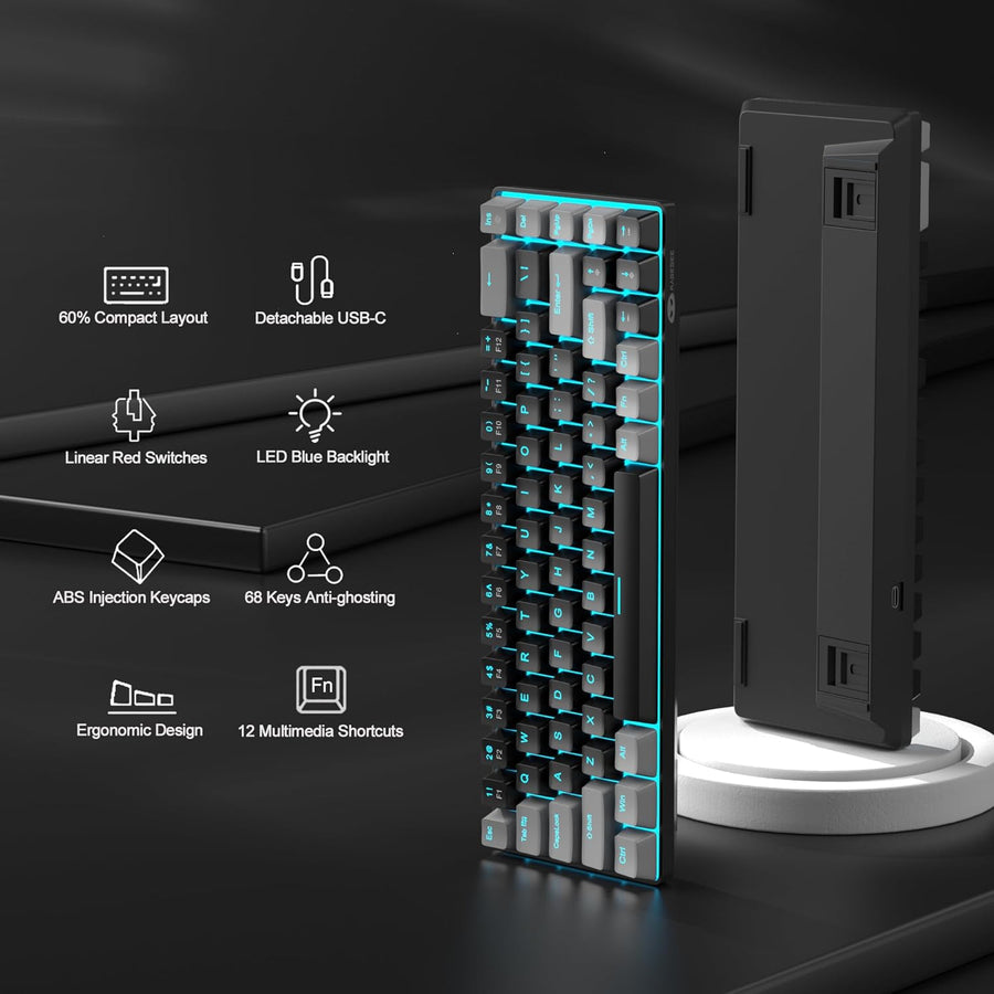 MageGee MK-Box - Teclado mecánico portátil 60% para juegos, retroil...