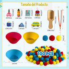 154Pcs Back a School Sensory Bin Filler Fine Motor Toys Stationery Sensory Bin Items Counting Sorting Toy para Preschool Education Activities Include Pom Poms Pen Scissors Notebooks Cup