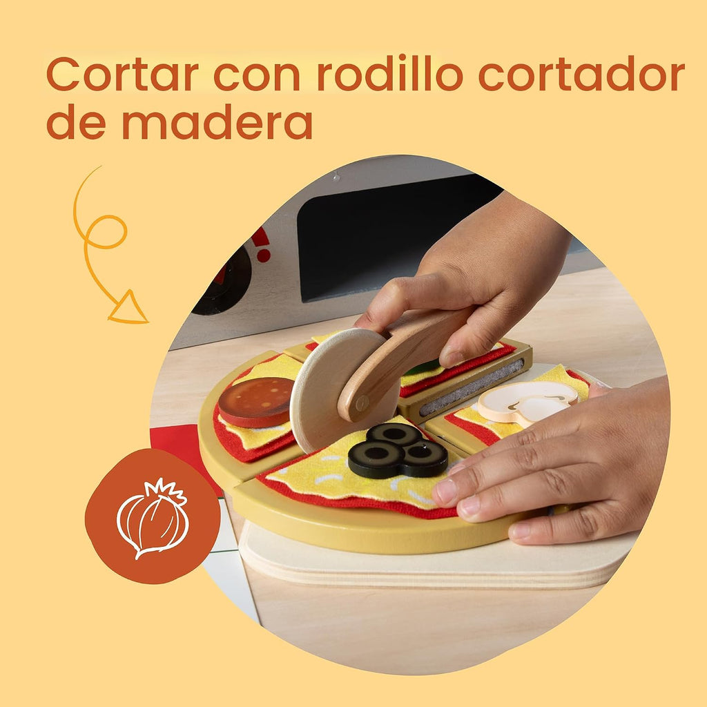 Melissa & Doug Top & Bake Wooden Pizza Counter Pretend Play Set