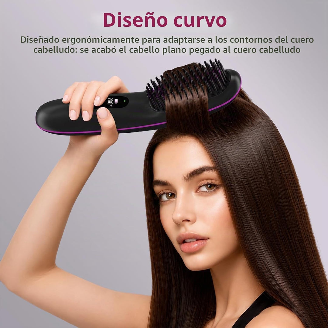 Cepillo alisador de cabello inalámbrico, cepillo portátil para alis...