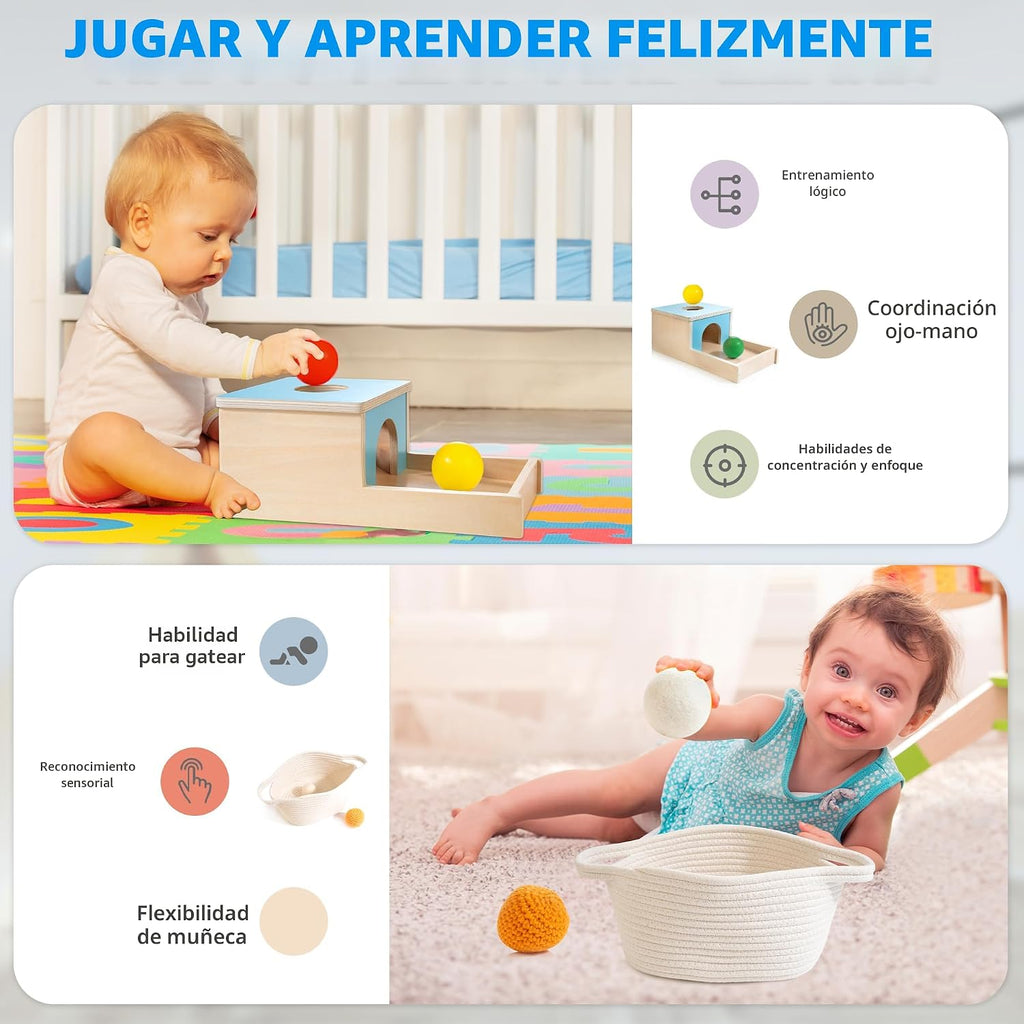 WOODMAM Montessori Toys para Babies 7-12 Months, 9 en 1 Educational Play Kit