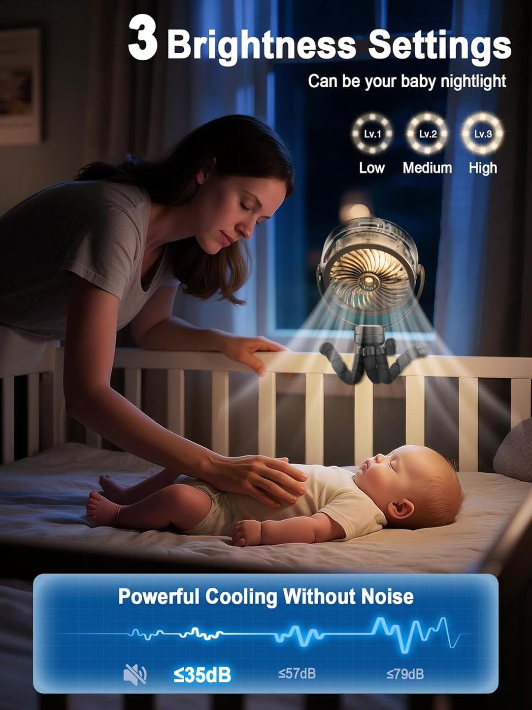 Ventilador de cochecito nebulizador, ventilador portátil con baterí...