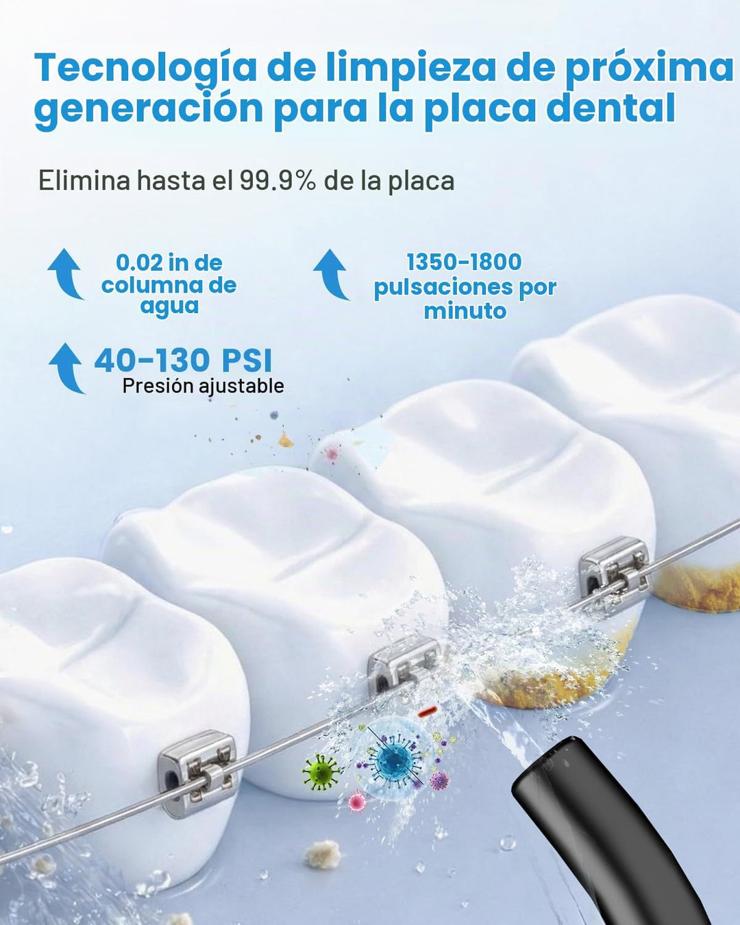 JTF Irrigador bucal portátil para dientes: 3 modos y 10 niveles de...