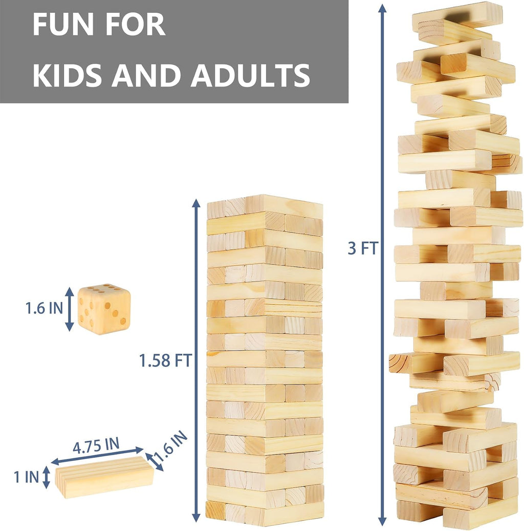 Torre de caída de tamaño M, 57 bloques, 3 pies, juegos para interiores y exteriores para la familia