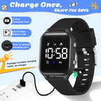 Relojes digitales para niños y niñas, reloj deportivo con rastreador de fitness, podómetro, alarmas, cronómetro, no necesita aplicación, reloj impermeable para niños, regalo para adolescentes