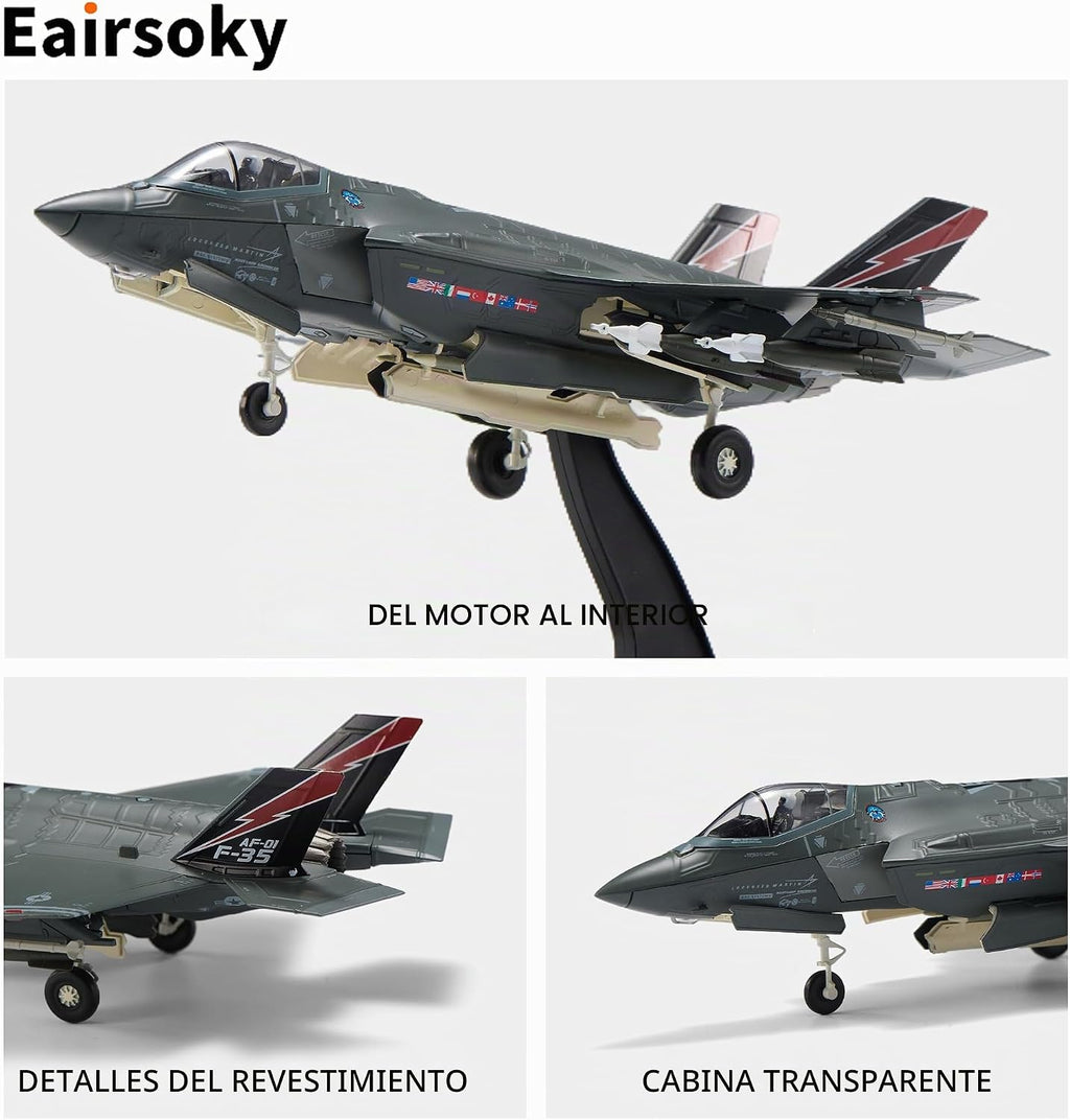 Escala 1:72 F-35A Lightning II Stealth Fighter Modelo de avión fundido a presión Aviones Militares Modelos de aleación para colección o regalo Modo Bestia