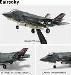 Escala 1:72 F-35A Lightning II Stealth Fighter Modelo de avión fundido a presión Aviones Militares Modelos de aleación para colección o regalo Modo Bestia