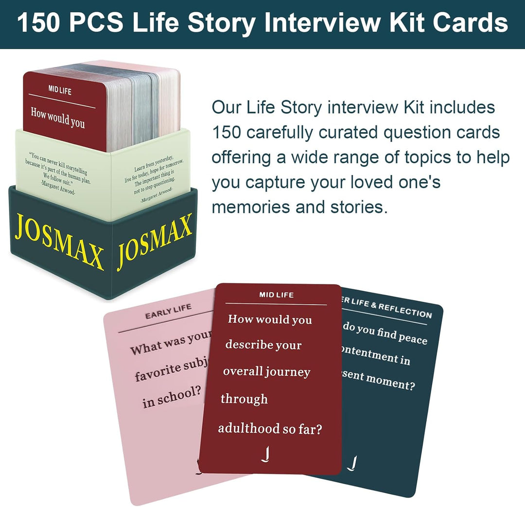 JOSMAX 150 tarjetas de entrevista de historia de vida