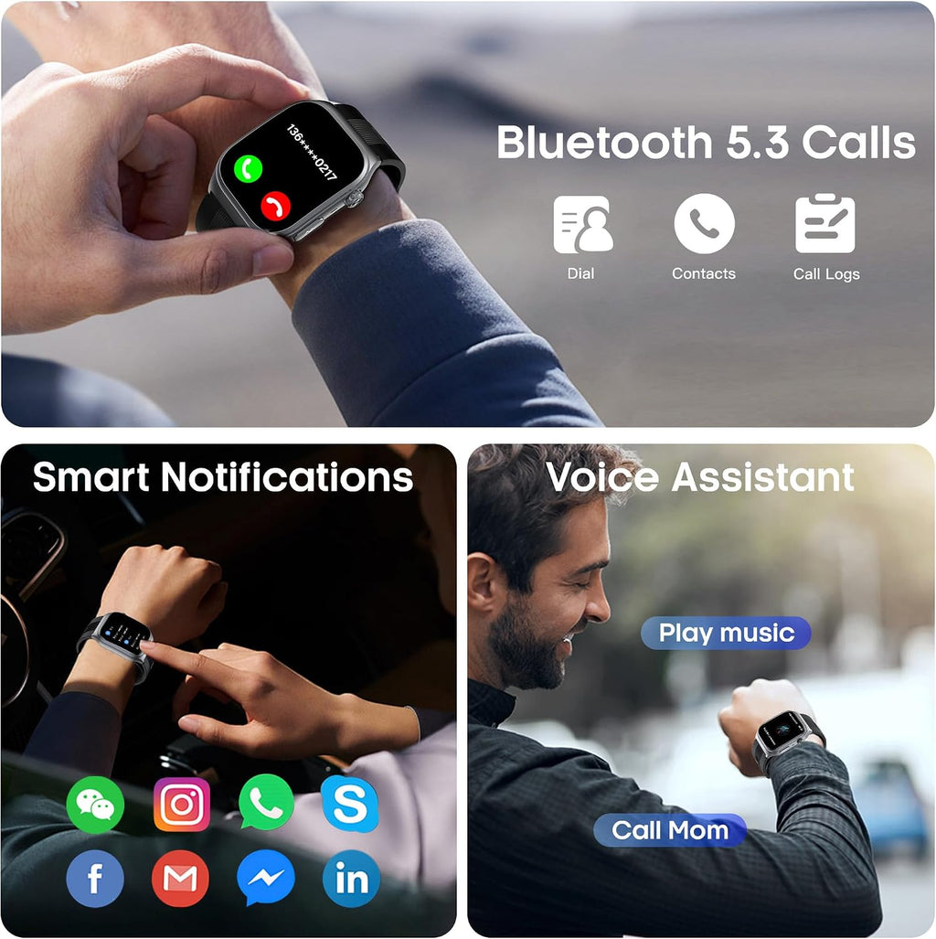Yowow BIT Reloj Inteligente de Presión Arterial con Bomba de Aire y Bolsa de Aire, Transmisión de Voz, Compartir Datos, Pantalla AMOLED de 2.06", Rastreador de Fitness, Frecuencia Cardíaca/Oxígeno en