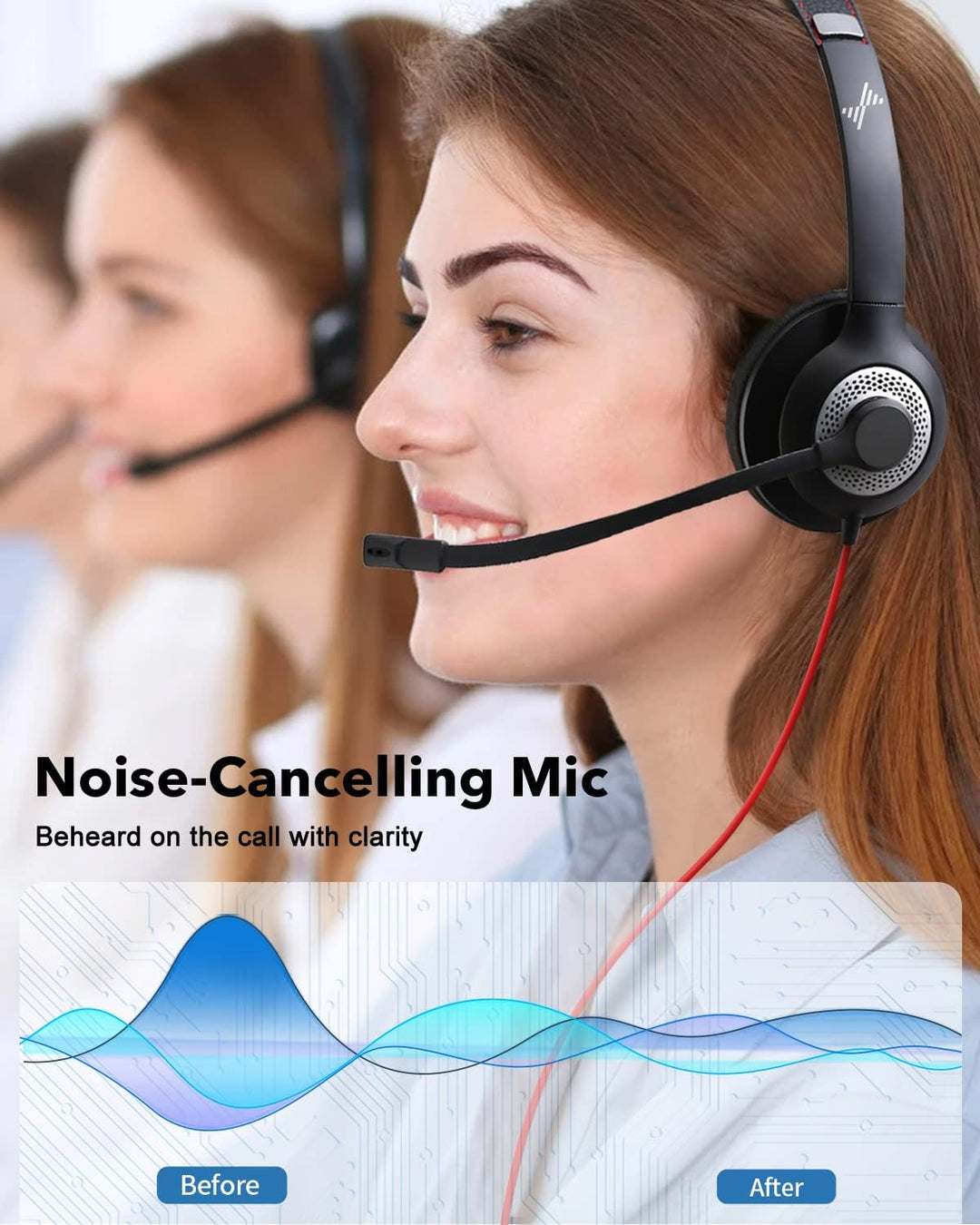 JIAMQISHI Auriculares USB con micrófono para PC, auriculares para c...