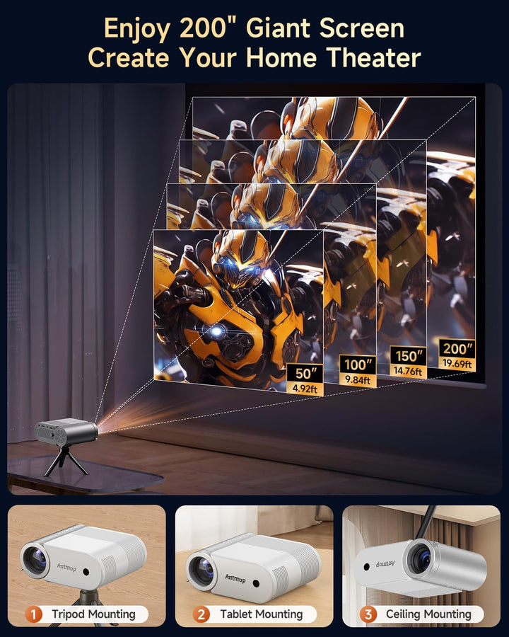 Mini proyector con WiFi y Bluetooth, soporte 1080P proyector portát...
