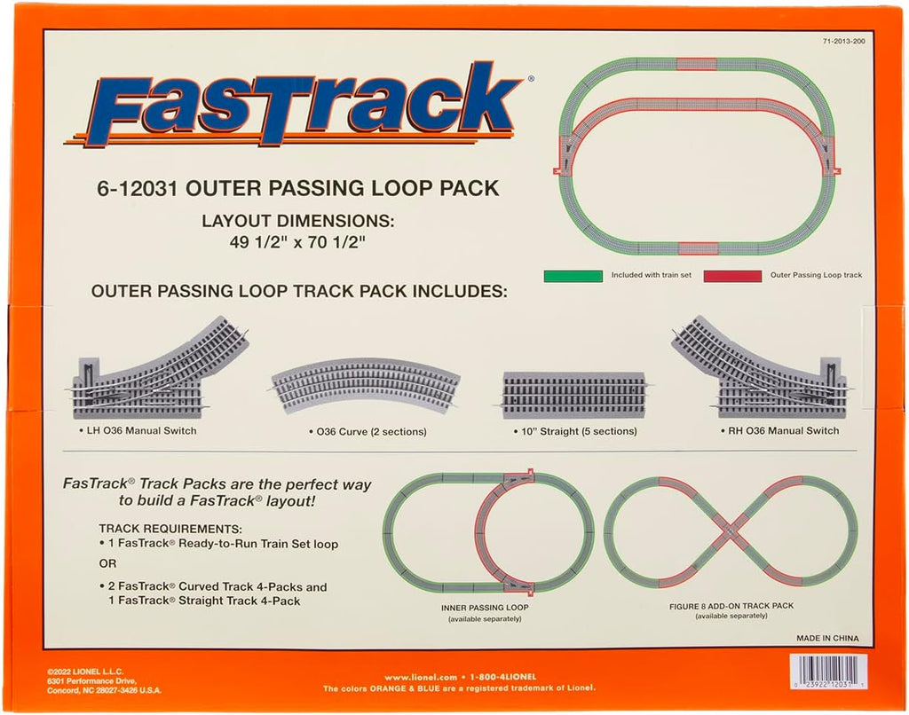 Lionel FasTrack - Paquete de accesorios complementarios para curva de paso exterior de vía de tren eléctrica, color negro