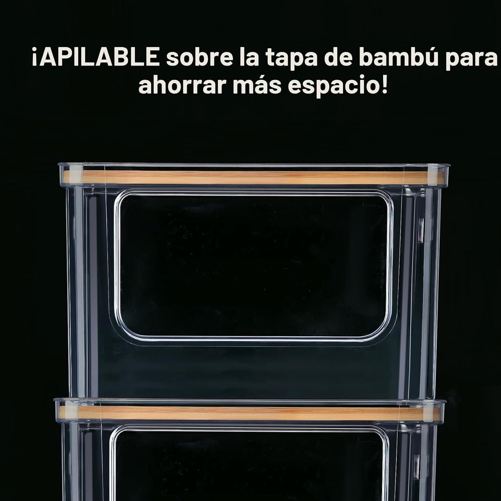 Almacenamiento apilable con parte superior de bambú para la organización de la lavandería, dispensador de bolsa de basura extra grande/bolsa de basura, organizador debajo del fregadero