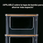 Almacenamiento apilable con parte superior de bambú para la organización de la lavandería, dispensador de bolsa de basura extra grande/bolsa de basura, organizador debajo del fregadero