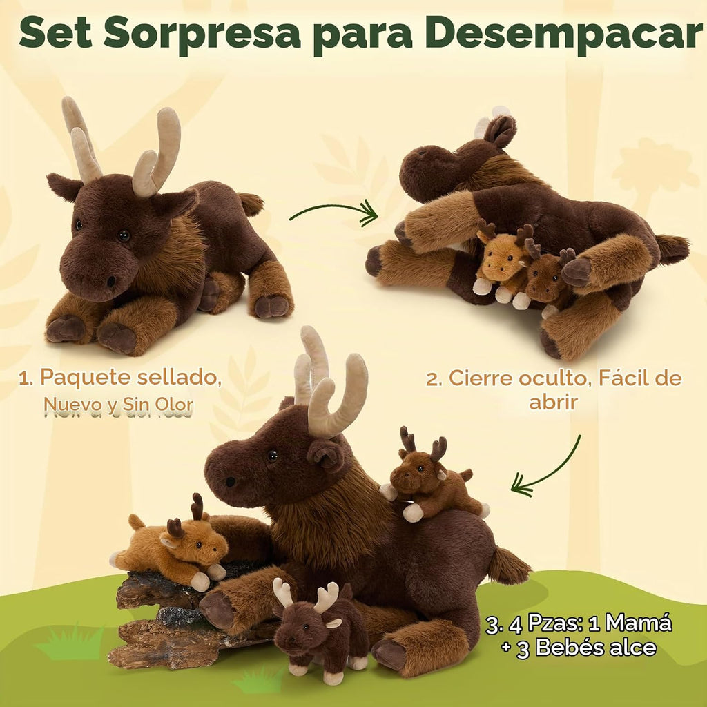 MaoGoLan 4 piezas de animales de peluche de alce, 18 pulgadas, estilo