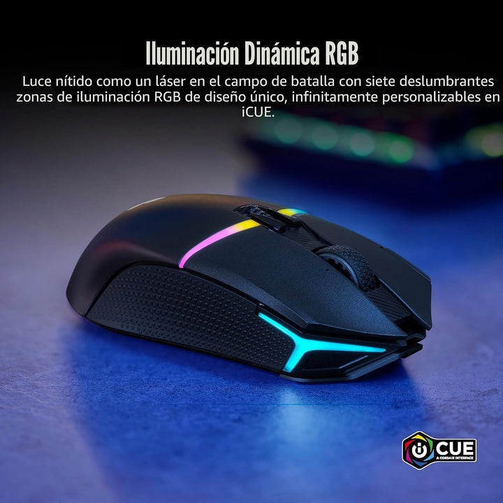 Corsair NIGHTSABRE - Mouse inalámbrico RGB para juegos FPS, MOBA -...