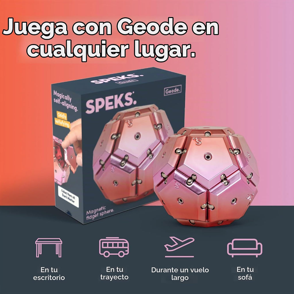 Speks Geode - Juguete magnético antiestrés | Juguete sensorial de escritorio para adultos y adolescentes de 14 años en adelante | Regalo para alivio del estrés | Esfera, rosa