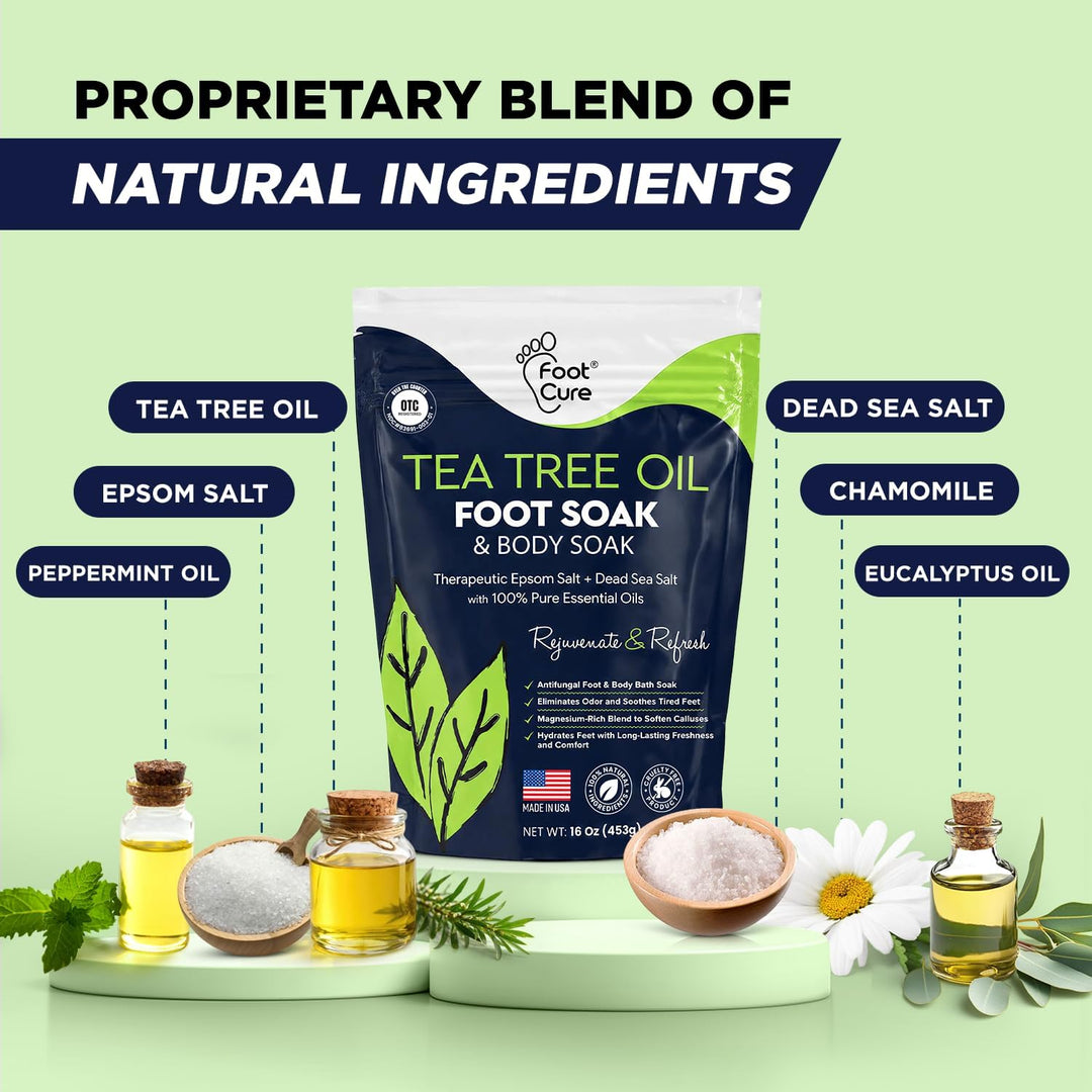 FOOT CURE Aceite de árbol de té para pies con sal de Epsom \u2013 E...