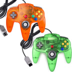 miadore 2 Paquetes de Controlador clásico 64 con Cable Joystick para sistema de videojuegos N64 Consola N64 (Verde Selvático y Naranja)