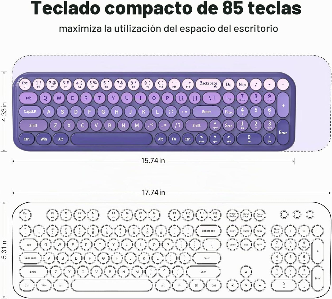 MOFII Combo de teclado y mouse inalámbricos, teclado pequeño compac...