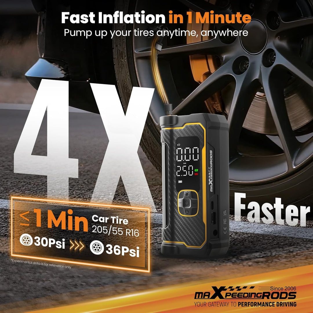 maXpeedingrods Inflador de neumáticos, compresor de aire portátil d...