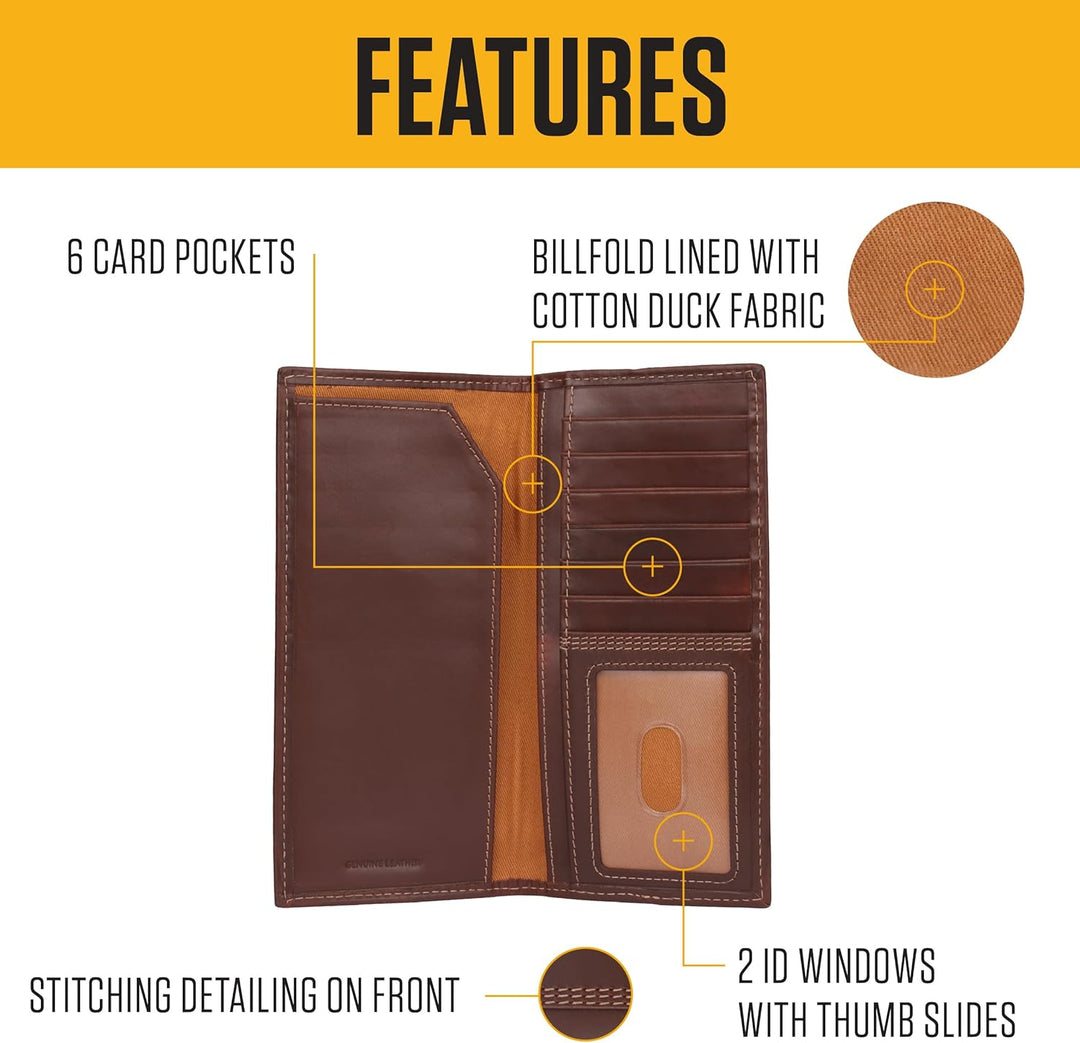 Carhartt Cartera de cuero para hombre con triple puntada, cuero dur...