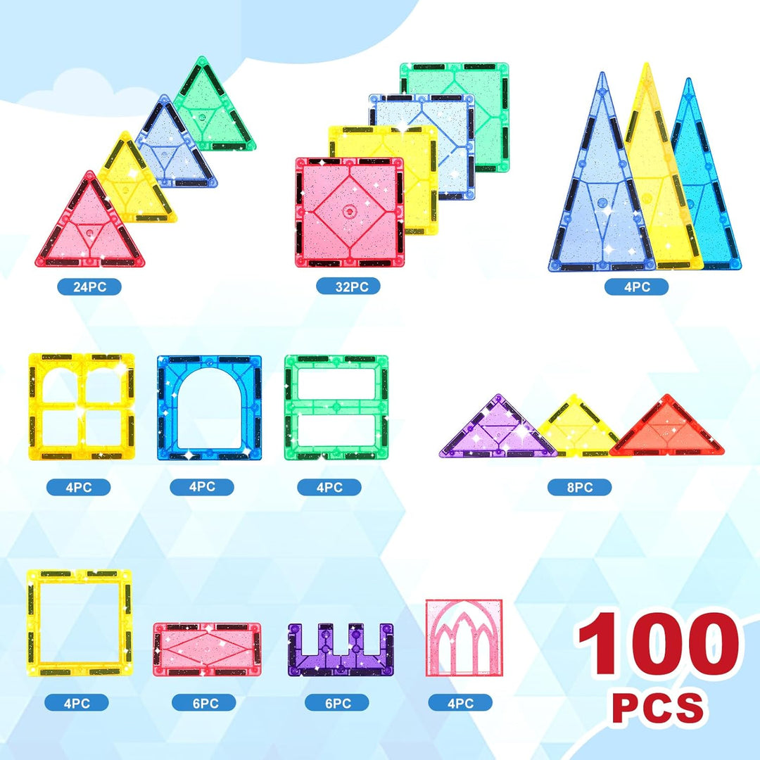Mruikeny 100 Piezas Azulejos Magnéticos para Niños de 4-8 Años, Azu...