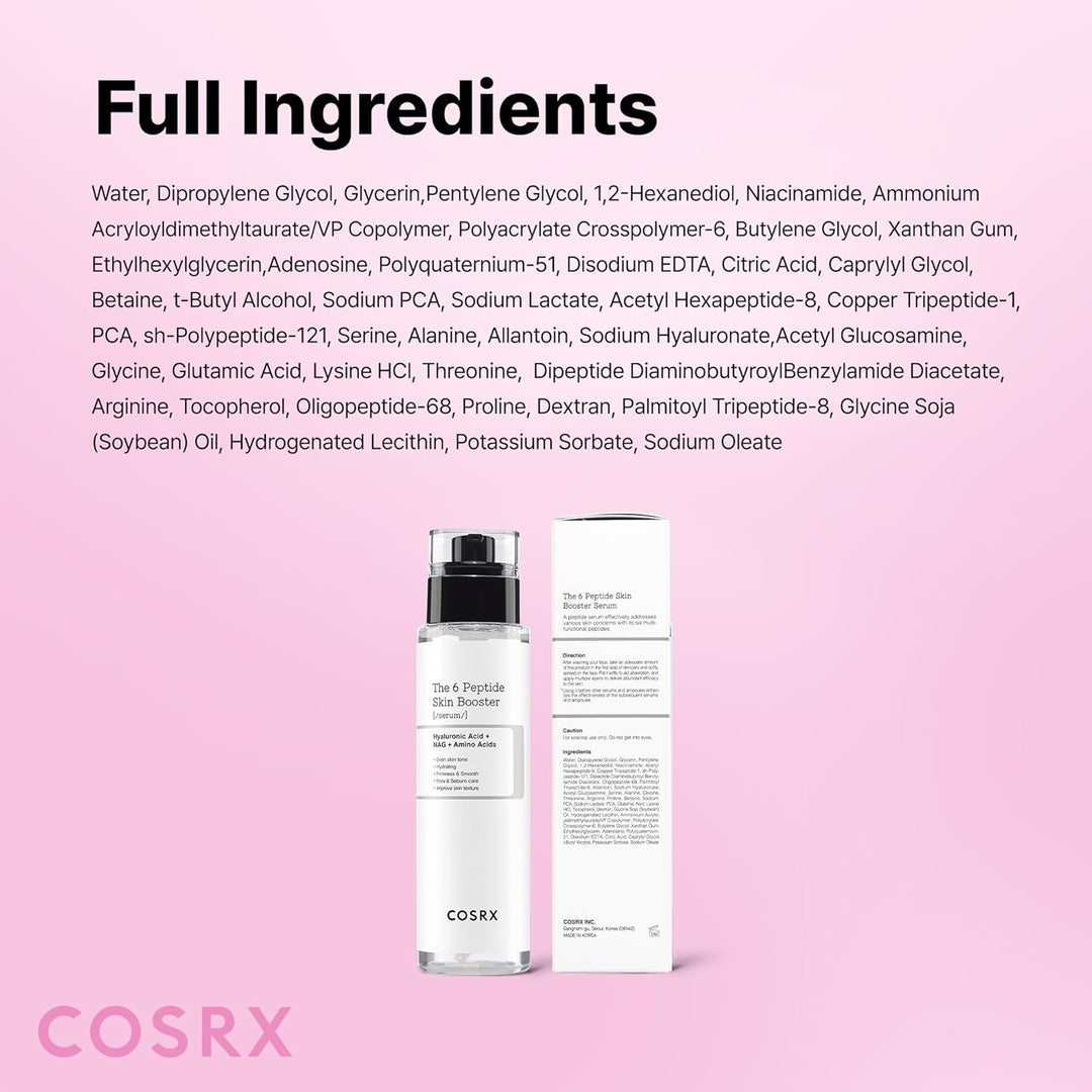 COSRX 6X Suero tónico potenciador de piel de colágeno péptido, paqu...