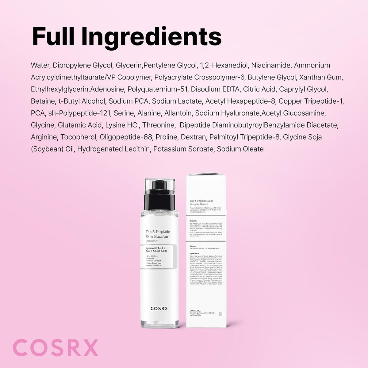 COSRX 6X Suero tónico potenciador de piel de colágeno péptido, paqu...